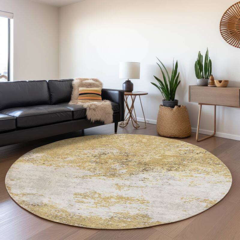 Premium Washable Super Soft Abstract Solid Mayfield Rug - Gold - 8' x 8'