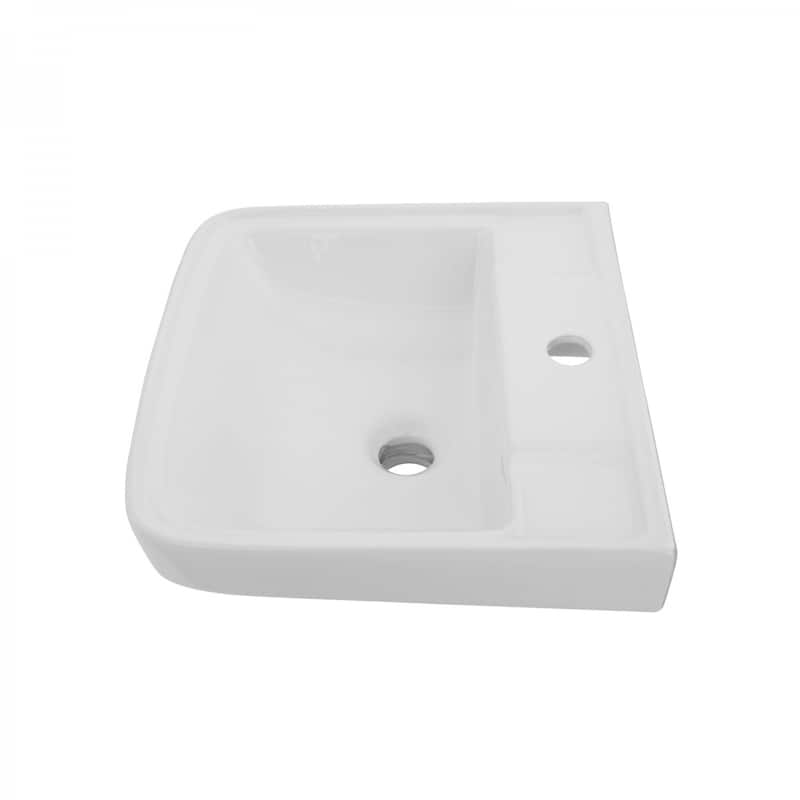 White Ceramic Rectangle Bathroom Sink Wall Mount with Backsplash Lip and Single Faucet Hole Renovators Supply - N/A - White