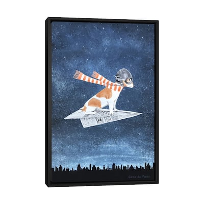 iCanvas "Jack Russell On A Paper Plane" by Coco de Paris Framed Canvas Print