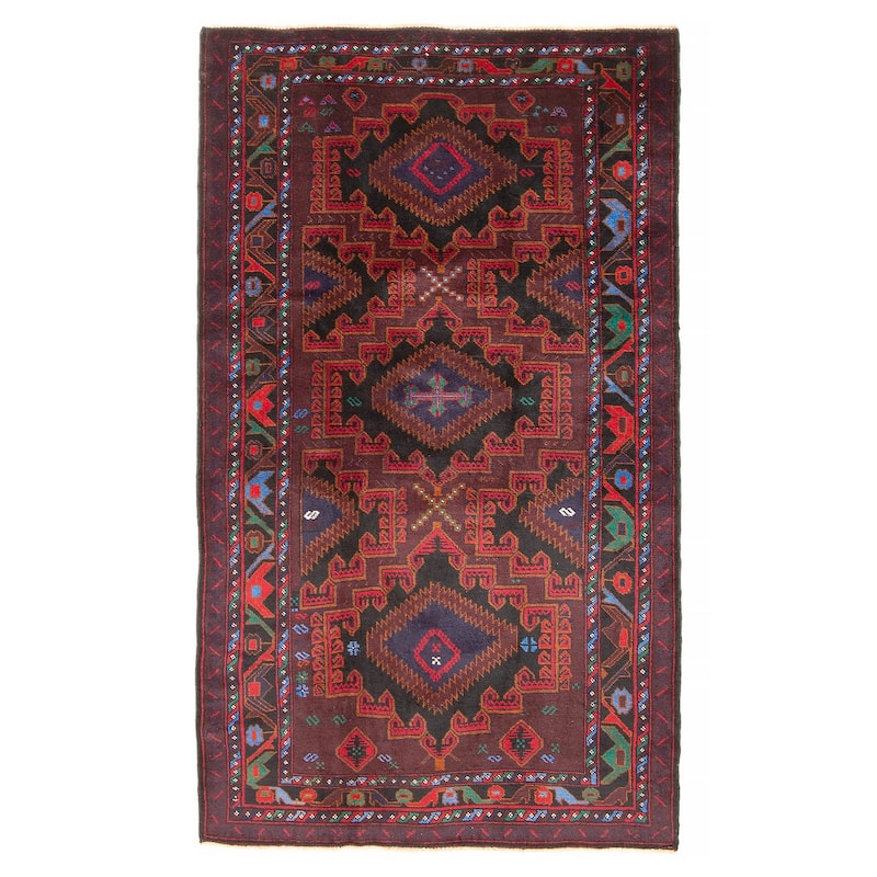 ECARPETGALLERY Hand-knotted Teimani Burgundy Wool Rug - 3'9 x 6'6 - Dark Burgundy - 3'9 x 6'6