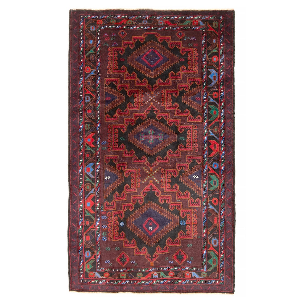 ECARPETGALLERY Hand-knotted Teimani Burgundy Wool Rug - 3'9 x 6'6