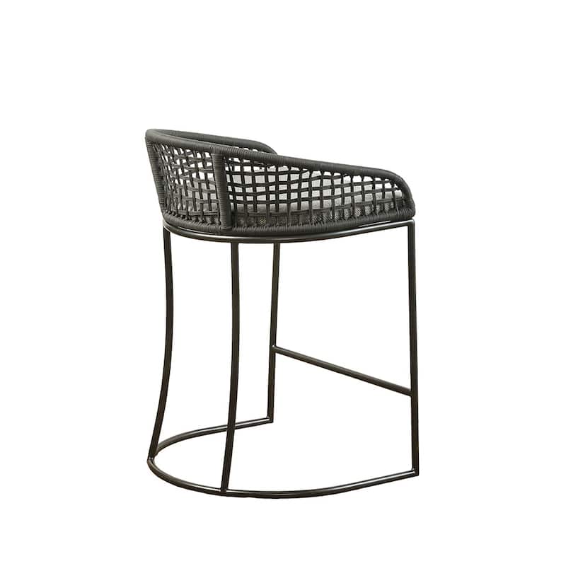 30"H Woven Counter Stool in Dark Gray