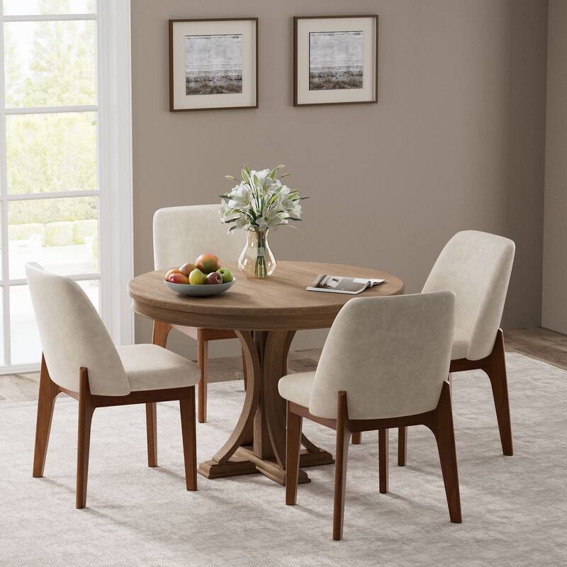 set of 2 upholstered side chairs with wooden legs, suitable for kitchen, dining room and office