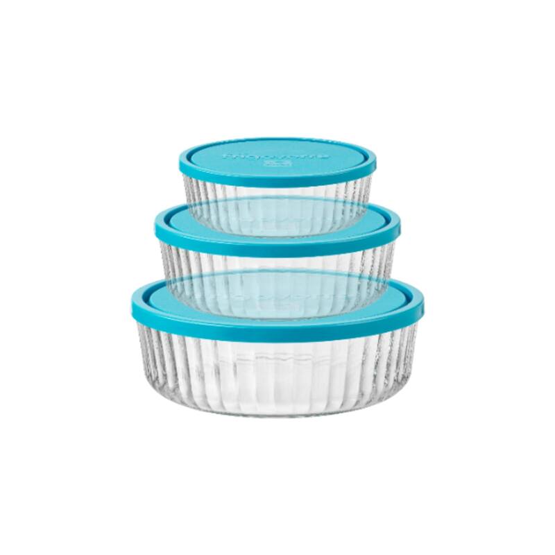 Bormioli Rocco Frigoverre Brilliante Round Glass Containers Set - 15.25 oz, 30.5 oz, and 53.75 oz - 3 Piece