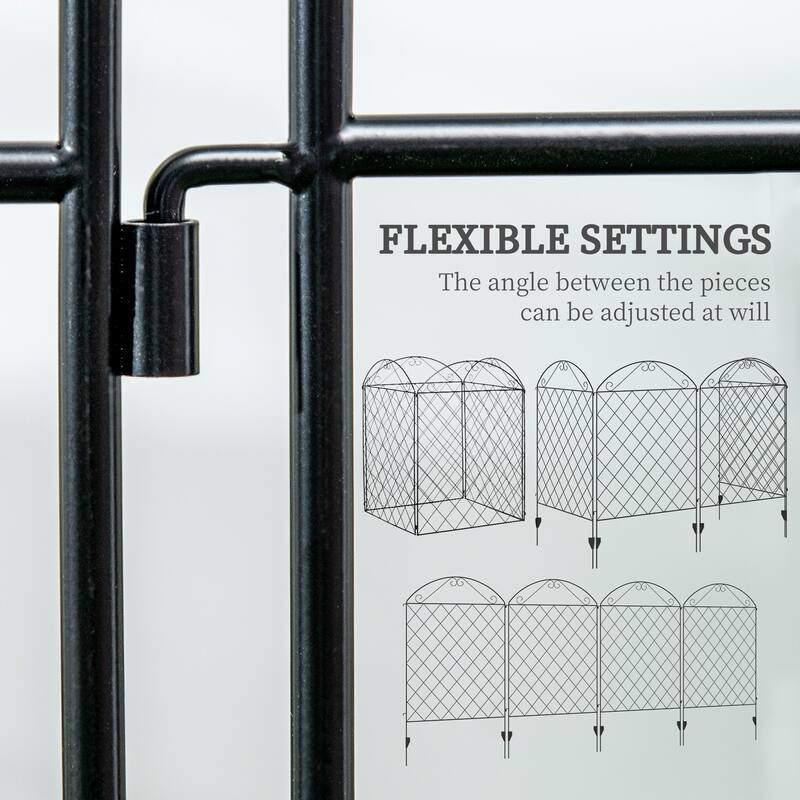 Outsunny Garden Fence, 4 Pack Metal Fence Panels, 11.5', Rust-Resistant Animal Barrier