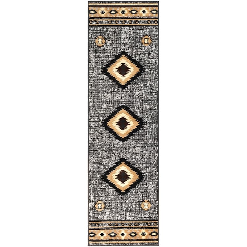 Livabliss Nurzhan Southwestern Area Rug - Charcoal - 2'2" x 7'6" Runner