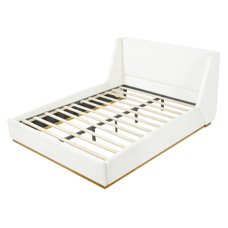 Christopher Knight Home - Modern Upholstered Boucle Platform Bed with Wingback Headboard