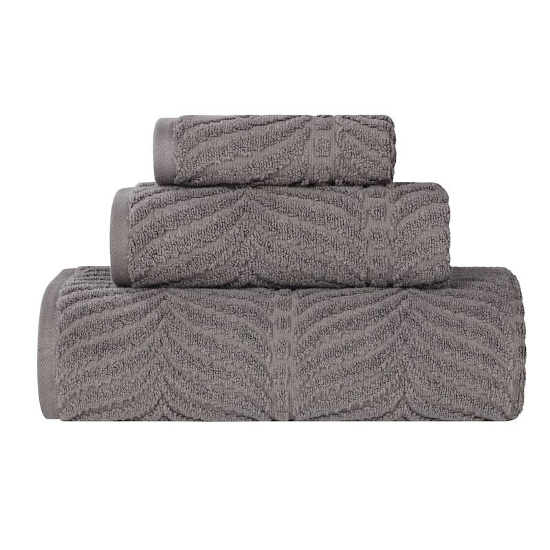 Superior Chevron Zero Twist Jacquard Cotton 3 Piece Bathroom Towel Set