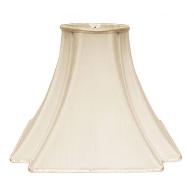 HomeRoots 12" Ivory Slanted Notch Square Shantung Lampshade - 12