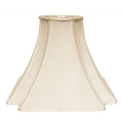 HomeRoots 18" Ivory Slanted Notch Square Shantung Lampshade - 18