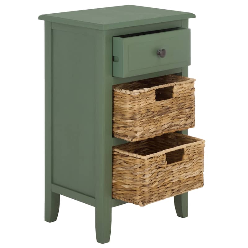 SAFAVIEH Helma Distressed Black Drawer Storage Side Table - 15" x 11.8" x 27.6" - 15"W x 12"D x 26"H