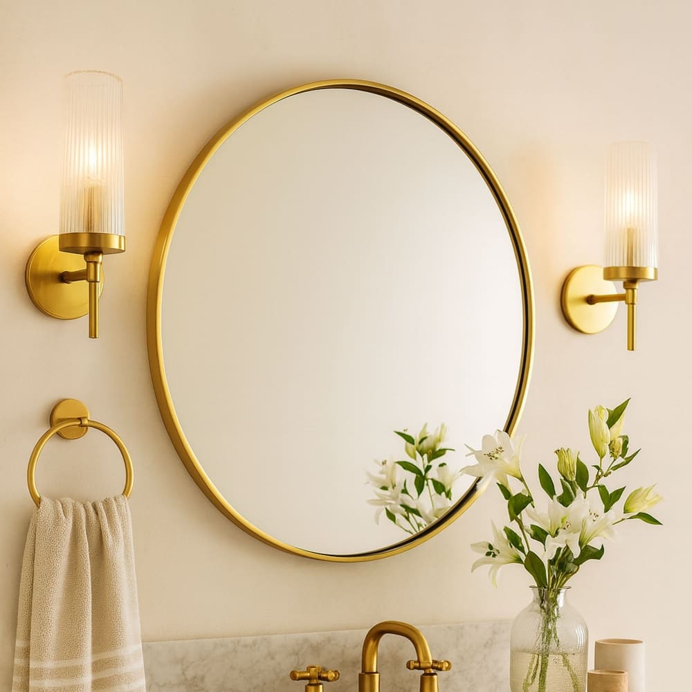 TEHOME Korra Round Wall Mirrors 30 and 36 Inch Metal Frame Options for Bathroom Bedroom & Entryway