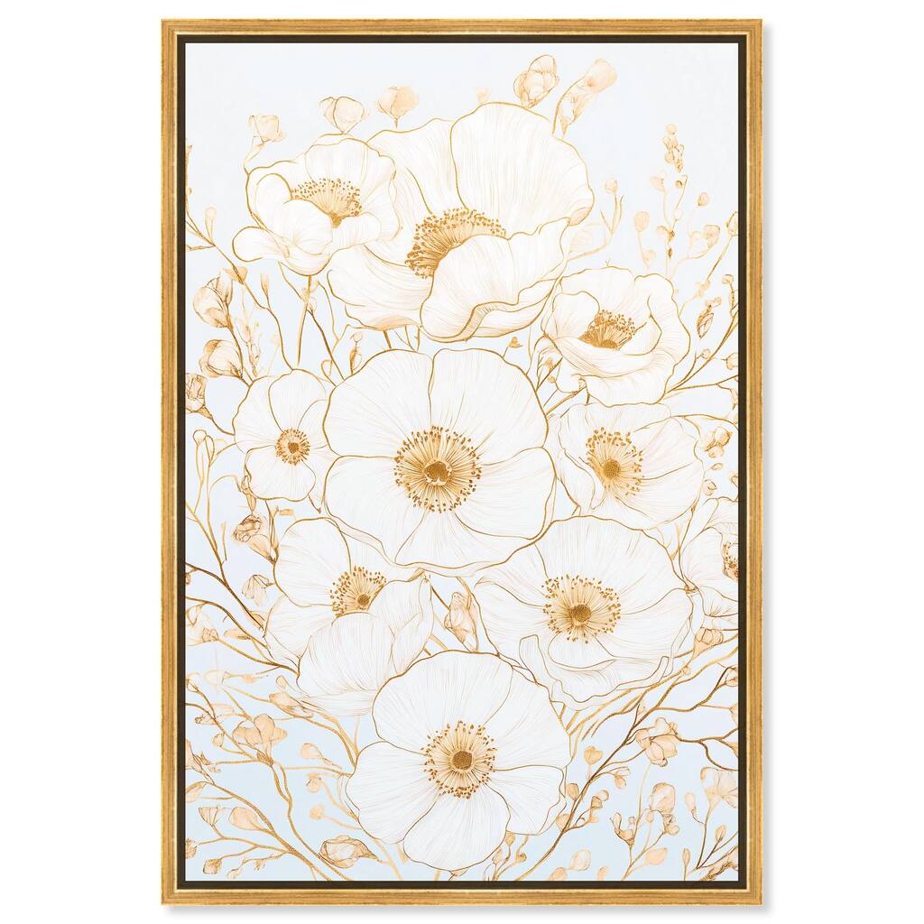 White and Gold Poppies II Canvas by Art Remedy