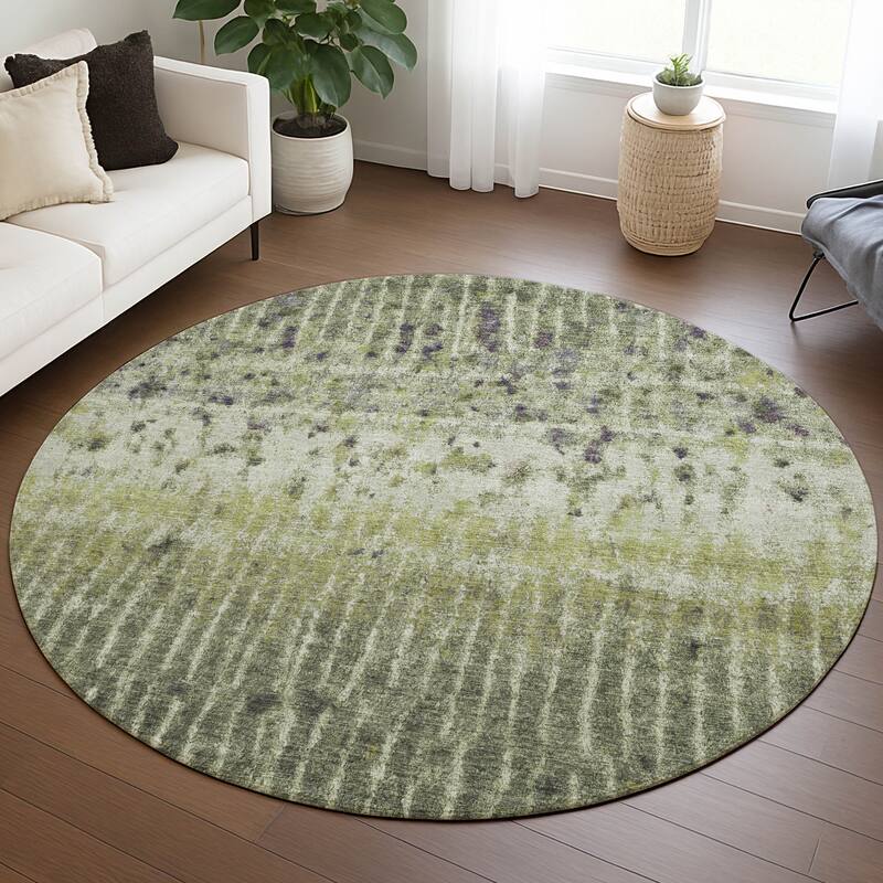 Machine Washable Indoor/ Outdoor Boho Modern Chantille Rug