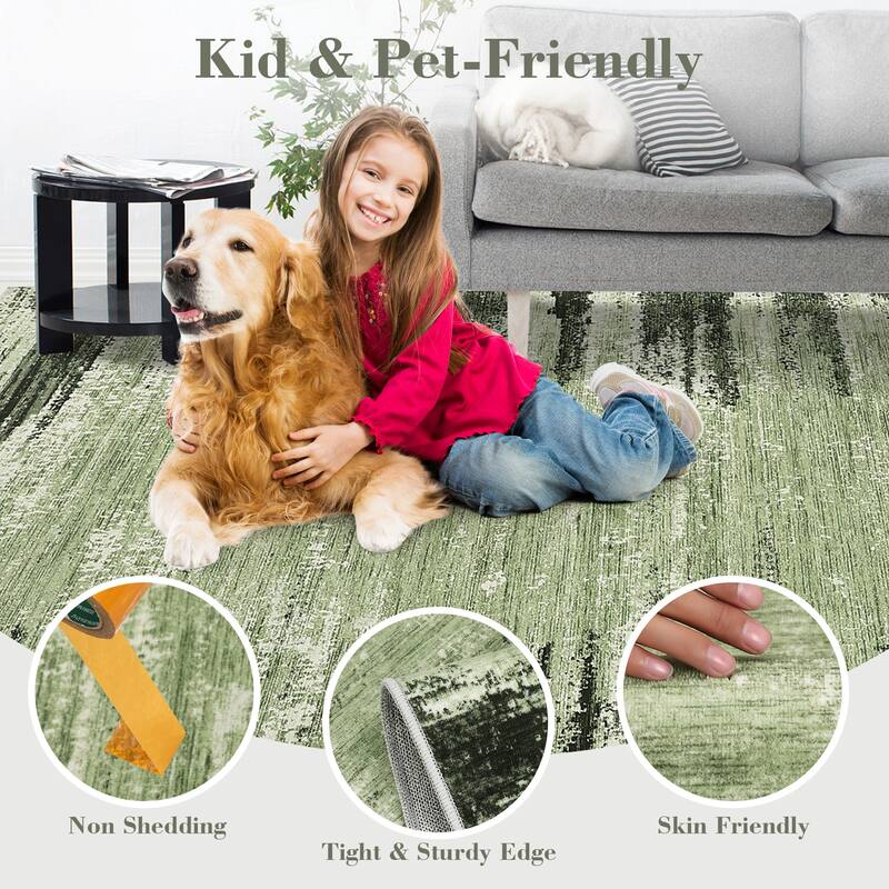 Washable Area Rugs for Living Room Modern Abstract Rug Non Slip Non Shedding Stain Resistant Carpet