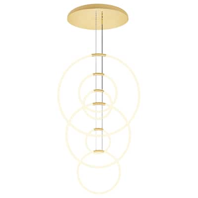 Hoops 6 Light LED Chandelier With Satin Gold Finish - Satin Gold