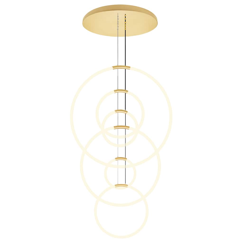 Hoops Integrated LED 35in 6 Ring Satin Gold Chandelier - Satin Gold