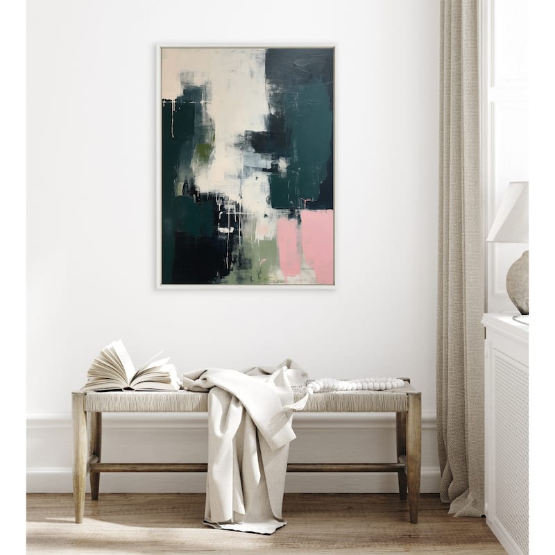 Kate and Laurel Sylvie Emerald Blush Framed Canvas by Amy Lighthall
