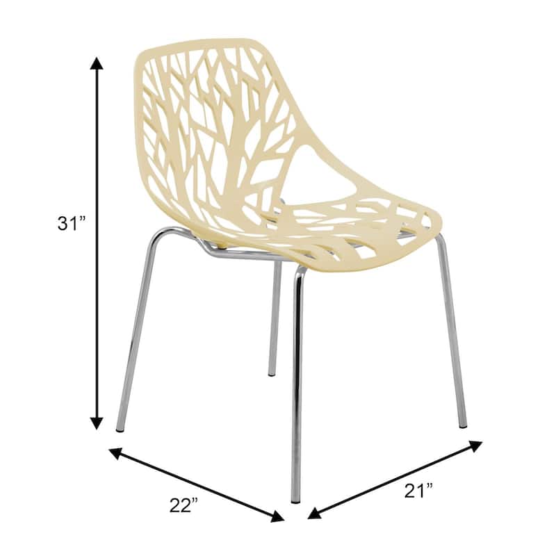 Asbury Modern Stackable Dining Chair with Chrome Stainless Steel Legs Side Chair for Indoor and Outdoor (Set of 4)