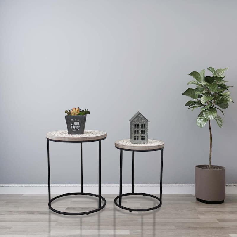 Farmhouse Round Nesting Side Table Set of 2 - 22.5''