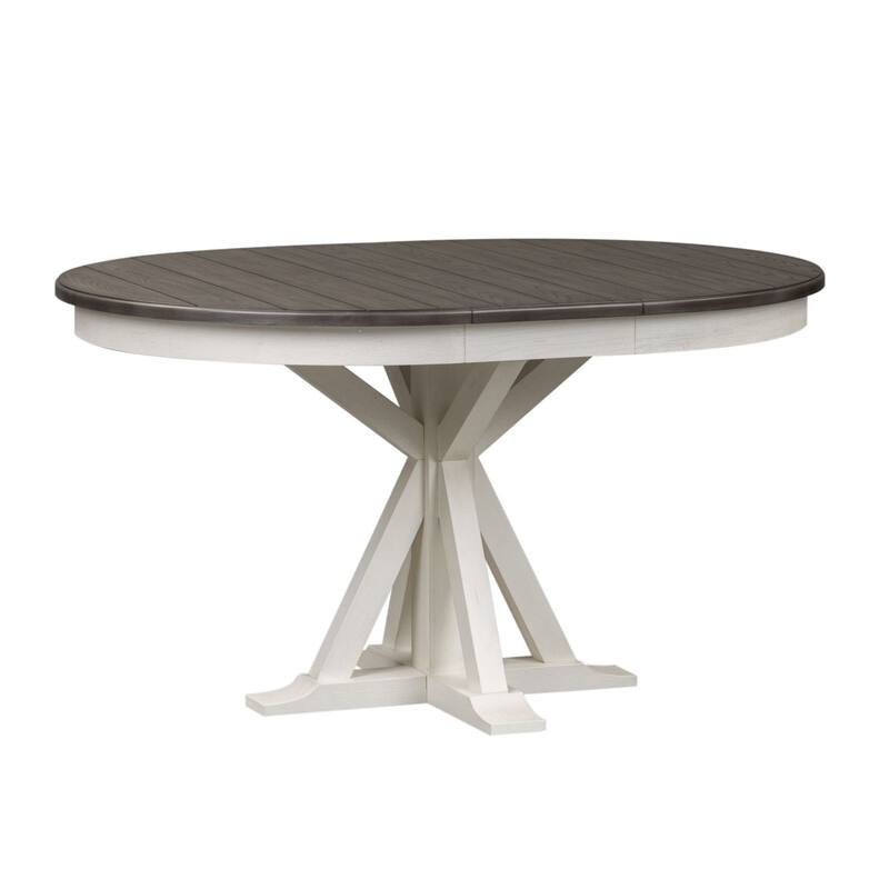 Allyson Park Wirebrushed White & Charcoal Pedestal Table