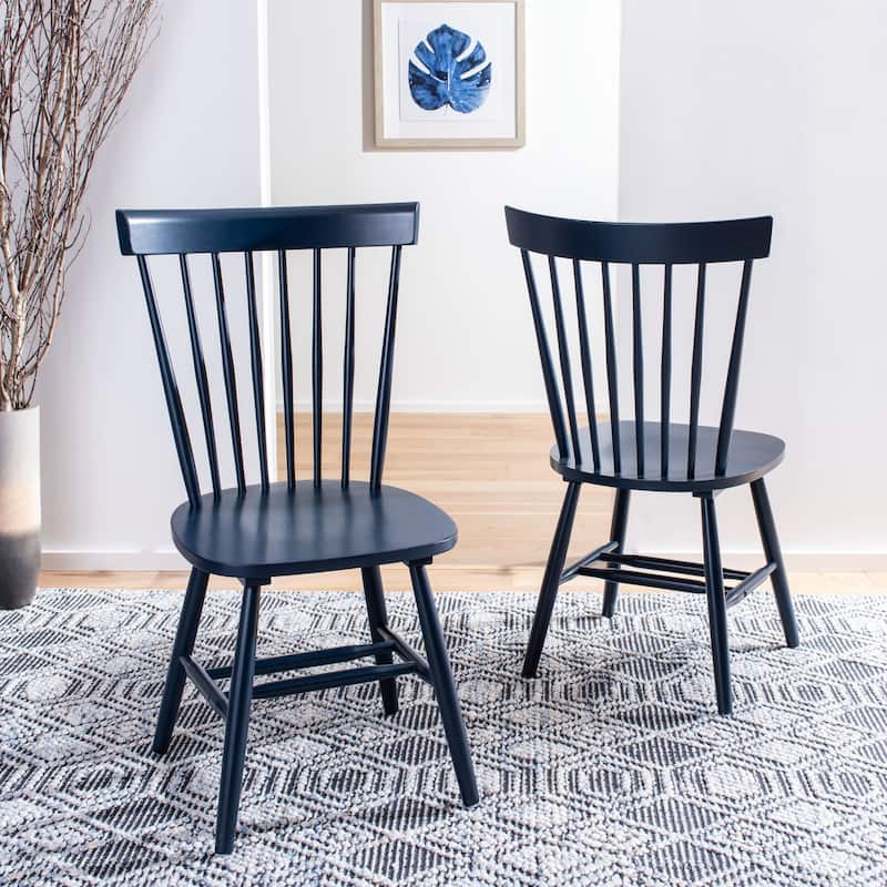SAFAVIEH Suhair Spindle Farmhouse Dining Chair (Set of 2) - 20.5" x 21" x 36" - 21"W x 21"D x 36"H - Navy