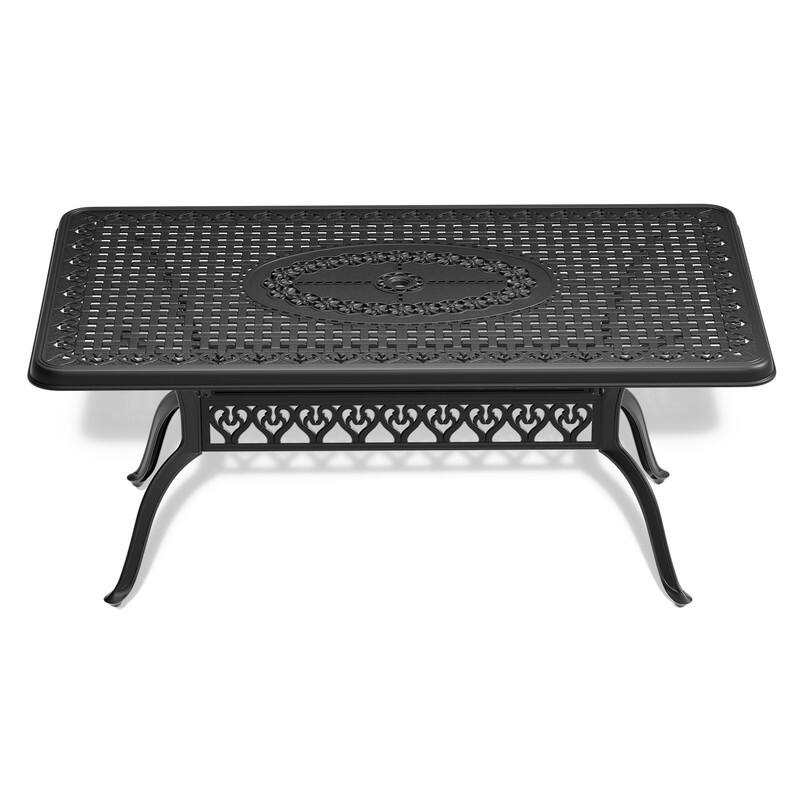 5-Piece Aluminum Rectangular Outdoor Patio Dining Set, 4 Cushioned Swivel Chairs, Table, All-Weather Frames