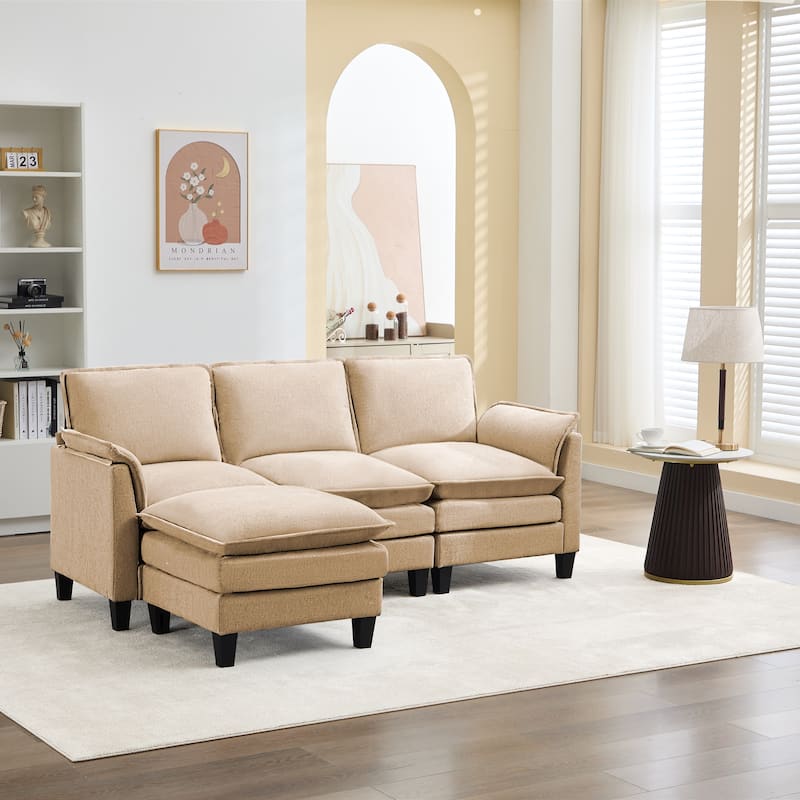 Luxury 3-Seater Sofa & Footstool – Ultra-Plush, Multi-Room Comfort