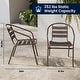 preview thumbnail 30 of 35, 23.5" Square Glass Metal Table with 2 Metal Aluminum Slat Stack Chairs