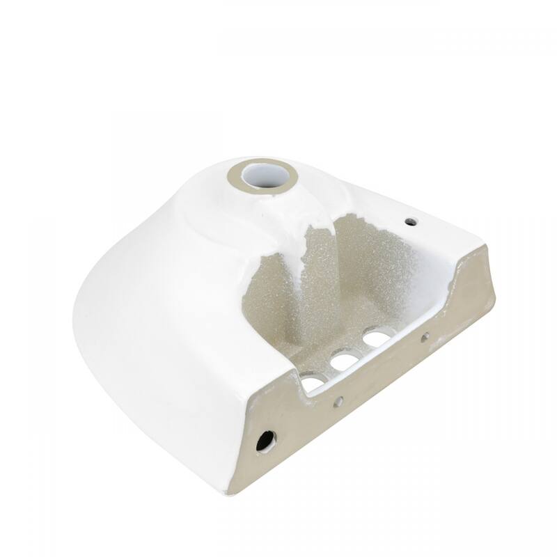 Ondine White 16" W Small Sink Basin For Pedastal Sink With Centerset Faucet Holes And Overflow Hole - White