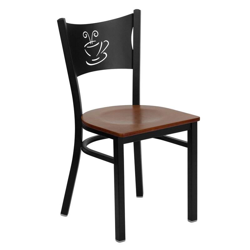 2 Pack Coffee Back Metal Restaurant Chair - 17.25"W x 20"D x 33.25"H