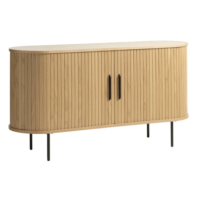 Rye Studio Nicola Mid-Century Modern Rounded Sliding Door Sideboard