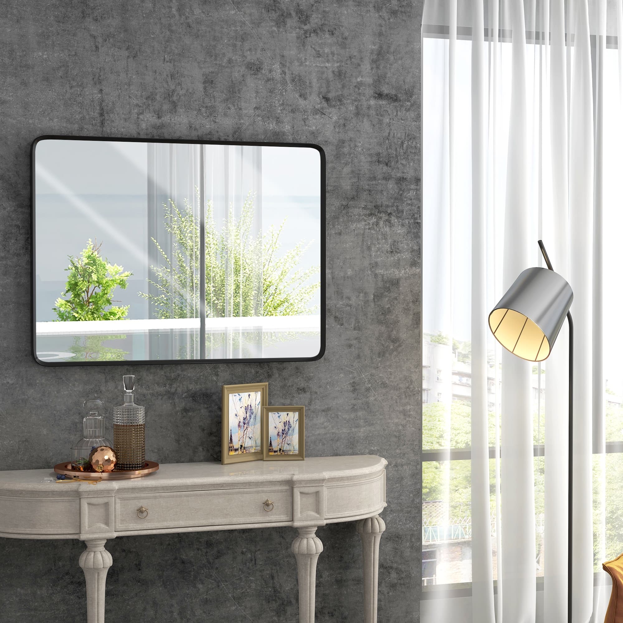 30 x 22 Inch Wall Mirror, Aluminum Frame Rectangular Wall