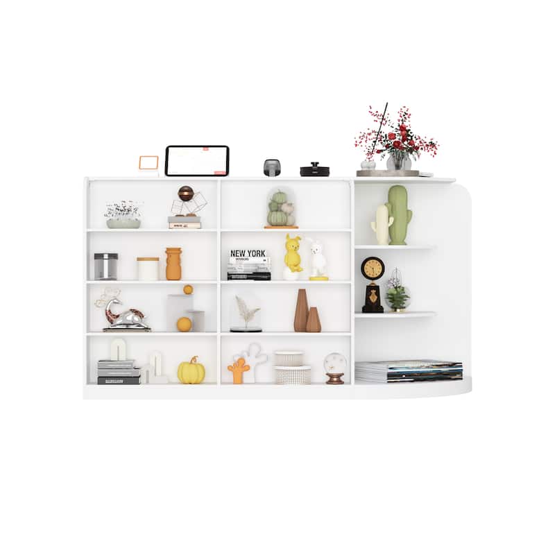 White Welcome Desk with Side Drawer and Cabinet - Reception Solution