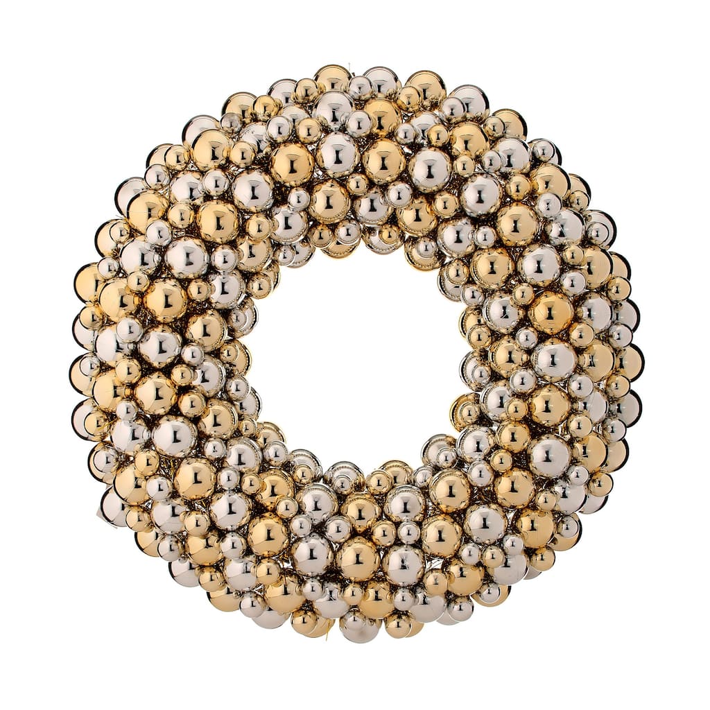 24" Silver and Gold Deluxe Mixed Ball Artificial Christmas Wreath
