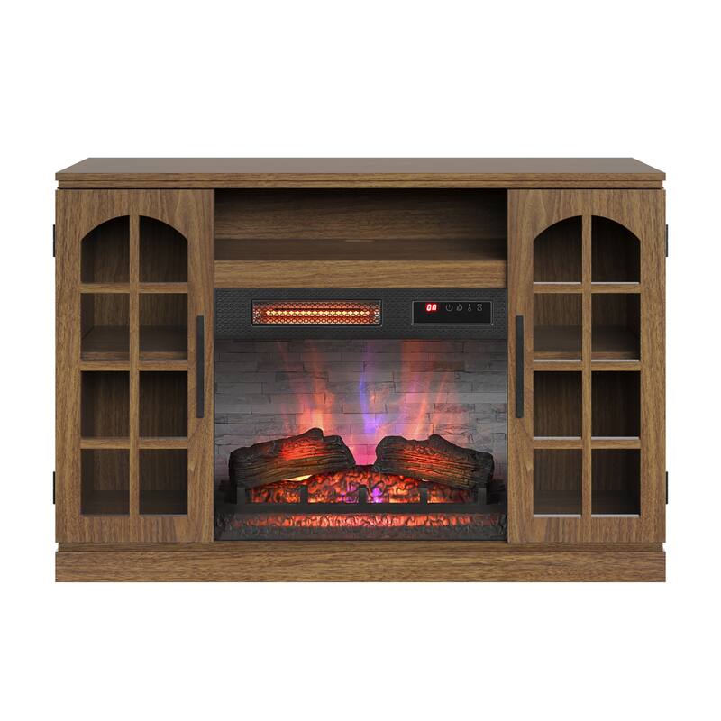 duraflame® Electric Fireplace TV Stand for 55 Inch TVs, Natural Walnut