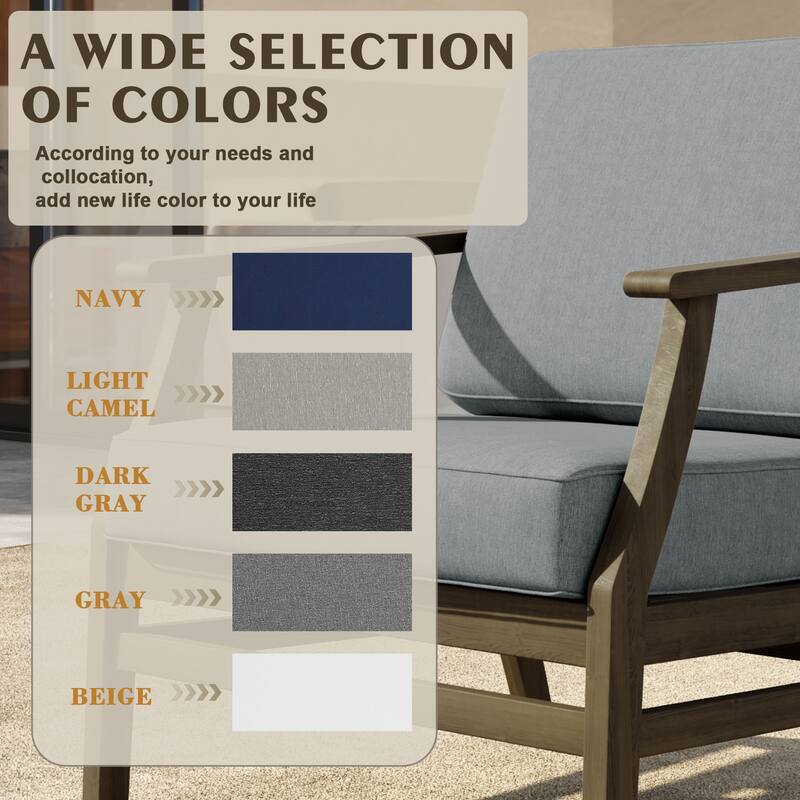 Outdoor Teak Wood Club Chairs with Cushions (Set of 2)