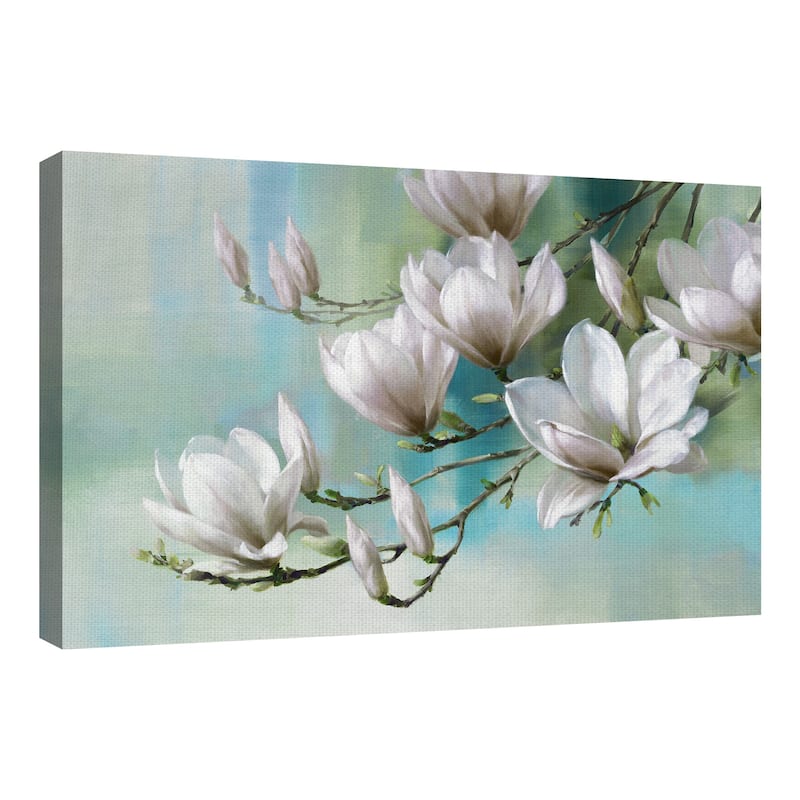 Magnolia Morning Teal by Rogier Daniels Canvas Art Print