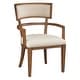 preview thumbnail 1 of 1, Solid Wood Ivory Linen Upholstery Dining Chair with Arms Single - Dining Height - Ivory