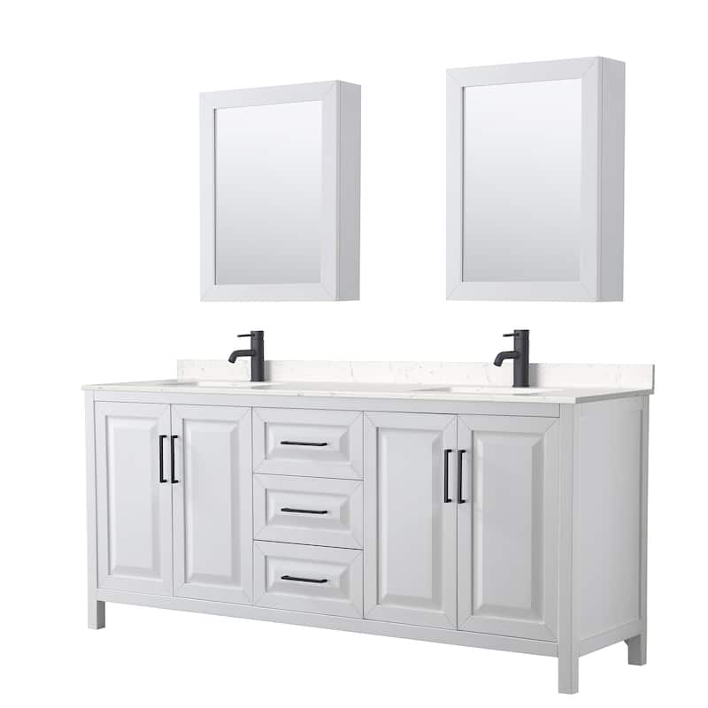 Daria 80 Inch Double Vanity, Cultured Marble Top, Medicine Cabinets