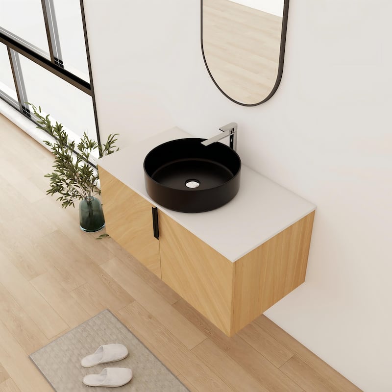 Bathroom Vanity With Sink In 30/36 Inch, Floating Bathroom Vanity With 2 Soft Close Doors