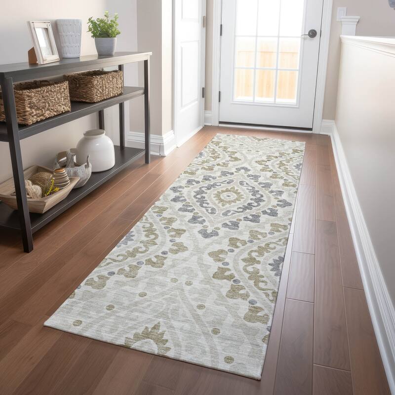 Premium Washable Super Soft Diamond Medallions Mayfield Rug - Ivory - 2' 3" x 7' 6" - Runner