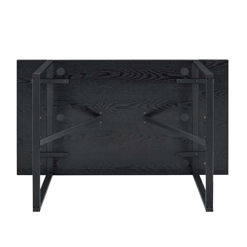 Retro Rectangular Dining Table Set for 6, 55-Inch Wood Table with 6 Linen Dining Chairs for Kitchen & Dining Room