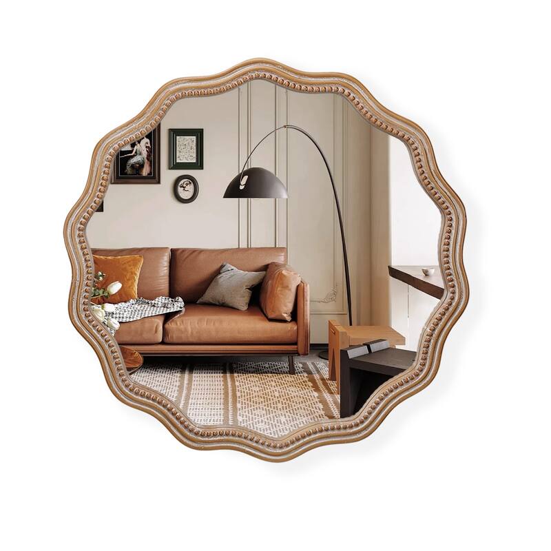 GDF Studio - Elara Scalloped Round Wall Mirror
