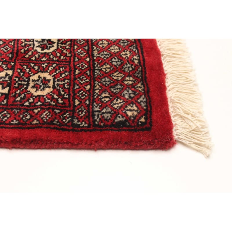 ECARPETGALLERY Hand-knotted Finest Peshawar Bokhara Red Wool Rug - 2'8 x 4'1