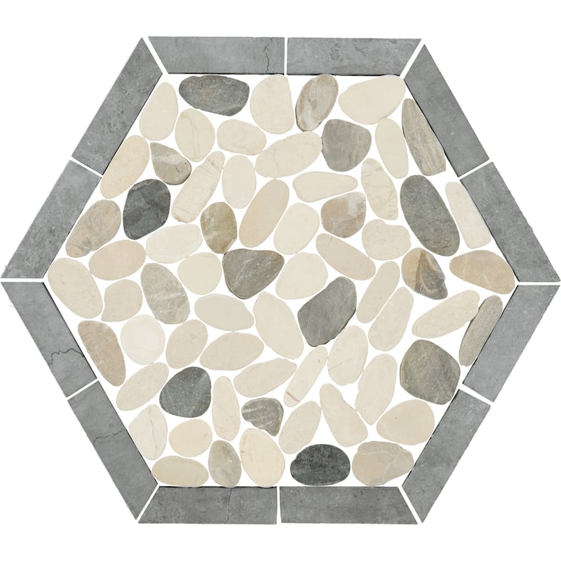 Daltile Pebble Oasis Natural Stone Framed Hexagon Pebble Mosaic 11" x 10" (11 PC per Carton) (10.88 SQFT per Carton)