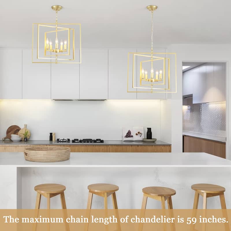 21.65inch 5 Lights Modern Chandelier with Metal Frame 360 Degree Adjustable for Different Rooms
