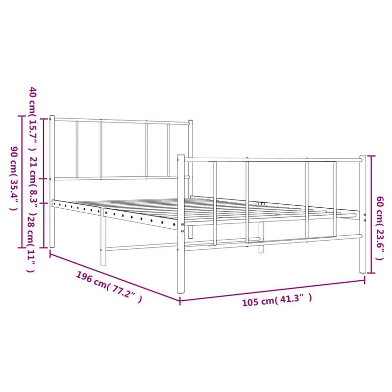 vidaXL Metal Bed Frame with Headboard, No Mattress