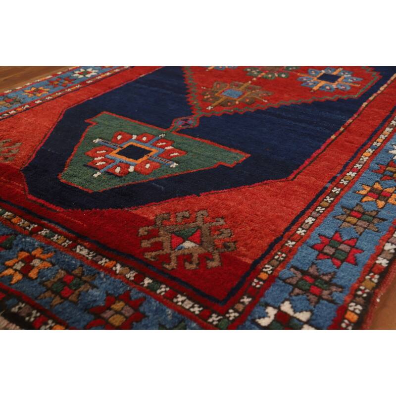 Hand Knotted Oriental 100% Wool Carpet Traditional Tribal Red Kazak Area Rug - 7' 6'' X 4' 2''