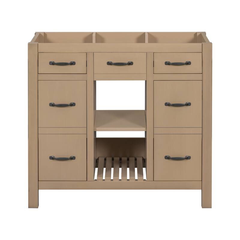 36" Solid Wood Frame Bathroom Cabinet
